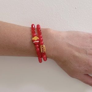 Set of 2 Beaded Bracelets with Charms